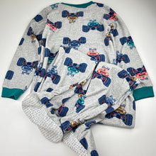 Load image into Gallery viewer, Boys Carters, soft fleece all-in-one pyjamas / sleepsuit, monster trucks, GUC, size 8,  
