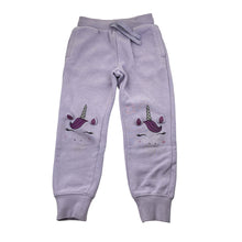 Load image into Gallery viewer, Girls Anko, fleece lined track pants, unicorns, Inside leg: 42.5cm, FUC, size 5,  