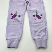 Load image into Gallery viewer, Girls Anko, fleece lined track pants, unicorns, Inside leg: 42.5cm, FUC, size 5,  
