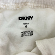 Load image into Gallery viewer, Girls DKNY, fleece lined track pants, light marks left knee, Inside leg: 43.5cm, FUC, size 6,  