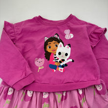 Load image into Gallery viewer, Girls DREAMWORKS, GABBY'S DOLLHOUSE cotton long sleeve dress, FUC, size 4, L: 52cm