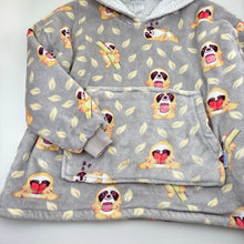 Load image into Gallery viewer, Unisex Oodie, fleece oversize hoodie sweater, sloths, GUC, size 5-10,  
