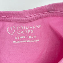 Load image into Gallery viewer, Girls Primark, pink cotton tee / top, hearts, FUC, size 5-6,  