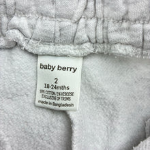 Load image into Gallery viewer, Unisex Baby Berry, fleece lined grey marle track pants, GUC, size 2,  