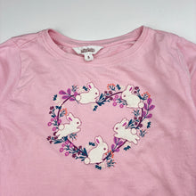 Load image into Gallery viewer, Girls Milkshake, pink cotton long sleeve t-shirt floral bunnies, GUC, size 5,  