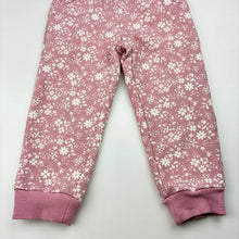 Load image into Gallery viewer, Girls floral, fleece lined floral track pants, GUC, size 1,  