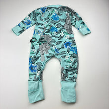 Load image into Gallery viewer, Unisex Bonds, floral cotton blend zip wondersuit / zippy / romper, wash fade &amp; pilling, FUC, size 00,  