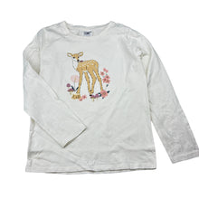 Load image into Gallery viewer, Girls Target, white cotton long sleeve t-shirt floral deer, GUC, size 7,  