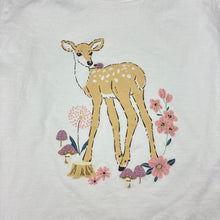 Load image into Gallery viewer, Girls Target, white cotton long sleeve t-shirt floral deer, GUC, size 7,  