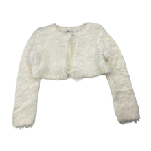 Load image into Gallery viewer, Girls H&amp;M, cream cropped fluffy knit cardigan, EUC, size 3-4,  