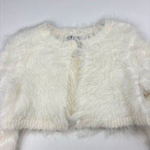 Load image into Gallery viewer, Girls H&amp;M, cream cropped fluffy knit cardigan, EUC, size 3-4,  