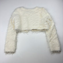 Load image into Gallery viewer, Girls H&amp;M, cream cropped fluffy knit cardigan, EUC, size 3-4,  