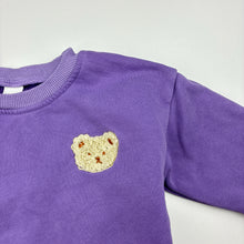 Load image into Gallery viewer, Unisex purple, cotton blend fleece lined sweater with teddy bear, FUC, size 0,  
