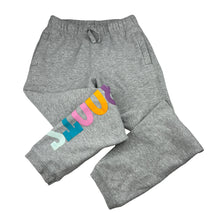 Load image into Gallery viewer, Unisex Roots, grey cotton blend fleece lined track pants, Inside leg: 55cm, FUC, size 7,  