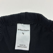Load image into Gallery viewer, Unisex Brilliant Basics, black organic cotton leggings, GUC, size 4,  