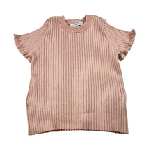 Load image into Gallery viewer, Girls H&amp;M, pink viscose blend ribbed knit top with flutter sleeves, EUC, size 5-6,  