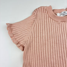 Load image into Gallery viewer, Girls H&amp;M, pink viscose blend ribbed knit top with flutter sleeves, EUC, size 5-6,  