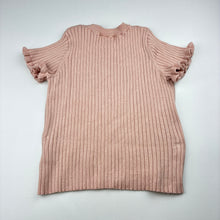 Load image into Gallery viewer, Girls H&amp;M, pink viscose blend ribbed knit top with flutter sleeves, EUC, size 5-6,  