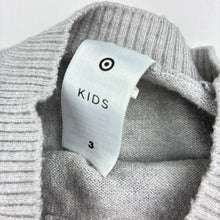 Load image into Gallery viewer, Girls Target, grey viscose blend knit sweater, marks back left sleeve, FUC, size 3,  