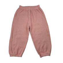 Load image into Gallery viewer, Girls pink, cotton blend ribbed knit elasticated pants with rabbit, GUC, size 2,  