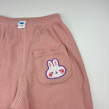 Load image into Gallery viewer, Girls pink, cotton blend ribbed knit elasticated pants with rabbit, GUC, size 2,  