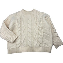 Load image into Gallery viewer, Unisex cream, cable knit sweater, armpit to armpit: 39cm, armpit to cuff: 29cm, GUC, size 3-4,  