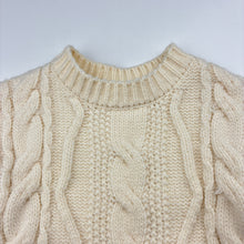 Load image into Gallery viewer, Unisex cream, cable knit sweater, armpit to armpit: 39cm, armpit to cuff: 29cm, GUC, size 3-4,  