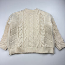 Load image into Gallery viewer, Unisex cream, cable knit sweater, armpit to armpit: 39cm, armpit to cuff: 29cm, GUC, size 3-4,  