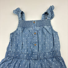 Load image into Gallery viewer, Girls Sprout, blue cotton polka dot romper, GUC, size 1,  