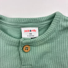 Load image into Gallery viewer, Unisex Jack &amp; Milly, green ribbed knit bodysuit, GUC, size 00,  