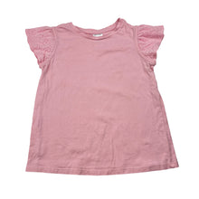 Load image into Gallery viewer, Girls Target, pink cotton t-shirt with broderie sleeves, FUC, size 3,  