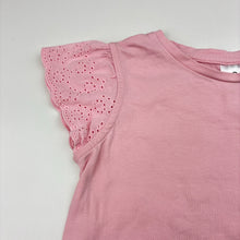 Load image into Gallery viewer, Girls Target, pink cotton t-shirt with broderie sleeves, FUC, size 3,  