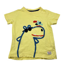 Load image into Gallery viewer, Unisex Jack &amp; Milly, yellow organic cotton t-shirt with animal applique, FUC, size 3,  