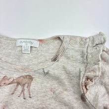 Load image into Gallery viewer, Girls purebaby, organic cotton bodysuit with woodland animals, GUC, size 0,  