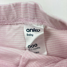 Load image into Gallery viewer, Girls Anko, pink and white striped cotton leggings, elasticated, GUC, size 000,  