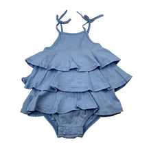 Load image into Gallery viewer, Girls Seed Heritage, blue cotton ruffle bodysuit, EUC, size 0,  