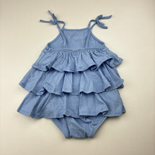 Load image into Gallery viewer, Girls Seed Heritage, blue cotton ruffle bodysuit, EUC, size 0,  