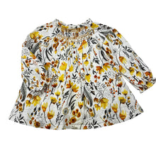 Load image into Gallery viewer, Girls Next, floral cotton long sleeve top, smocked neckline, FUC, size 1,  