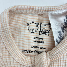 Load image into Gallery viewer, Girls Wilson &amp; Frenchy, striped organic cotton blend knit zip coverall, EUC, size 0000,  