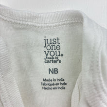 Load image into Gallery viewer, Unisex Carter's, white cotton bodysuit, EUC, size 0000,  