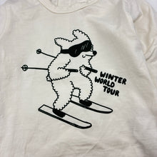 Load image into Gallery viewer, Unisex Tinycottons, cream cotton long sleeve bodysuit ski graphic, EUC, size 0-1,  