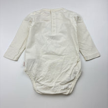 Load image into Gallery viewer, Unisex Tinycottons, cream cotton long sleeve bodysuit ski graphic, EUC, size 0-1,  