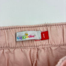 Load image into Gallery viewer, Girls Higgledee, pink cotton corduroy pants, elasticated, EUC, size 1,  