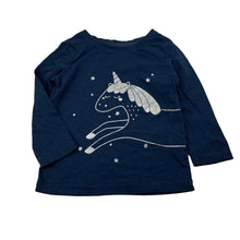 Load image into Gallery viewer, Girls Anko, navy cotton long sleeve t-shirt with unicorn, FUC, size 1,  