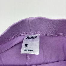 Load image into Gallery viewer, Girls Anko, purple cotton blend elasticated bike shorts, FUC, size 5,  