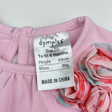 Load image into Gallery viewer, Girls Dymples, floral cotton blend romper dress with tulle ruffles, EUC, size 00, L: 36cm