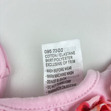 Load image into Gallery viewer, Girls Dymples, floral cotton blend romper dress with tulle ruffles, EUC, size 00, L: 36cm