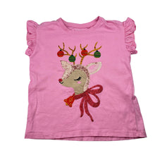 Load image into Gallery viewer, Girls Anko, pink cotton t-shirt with sequins, Christmas reindeer, FUC, size 6,  