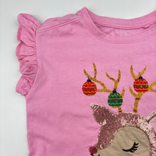 Load image into Gallery viewer, Girls Anko, pink cotton t-shirt with sequins, Christmas reindeer, FUC, size 6,  