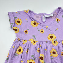 Load image into Gallery viewer, Girls Mango, purple cotton dress with sunflower print, GUC, size 6, L: 57cm